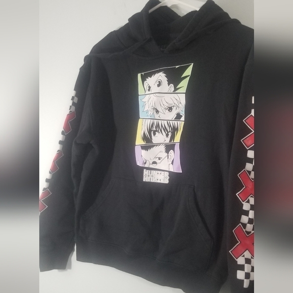 Hunter X Hunter Anime Graphic Print Hoodie. Arm Decals. Front Pocket. Size Small - Picture 2 of 6